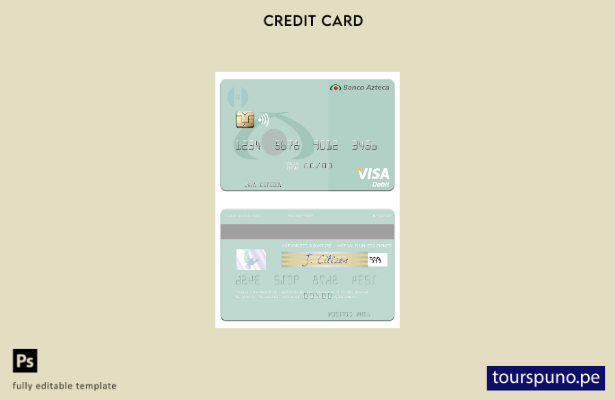 lista para imprimir plantilla de tarjeta de débito visa Salvador Banco Azteca